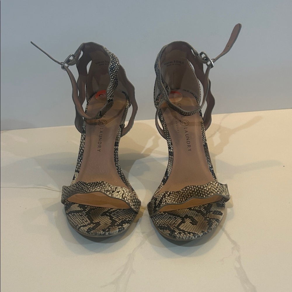 Report Snake-Print Ankle Strap Heels - Brown & Black
